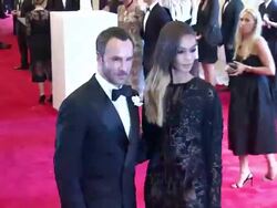 Tom Ford and Joan Smalls at "PUNK: Chaos To Couture" Costume Institute Gala Stock Footage