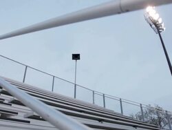 MS Young man working out and exercising on  set of bleachers near  field at dusk / Minneapolis, Minnesota, United States Stock Footage