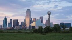 Dallas, Texas, USA, city skyline, time-lapse, day to night Stock Footage