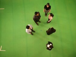 Business people forming number four  Stock Footage