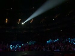 Panning Shot Interior Concert Crowd Stock Footage