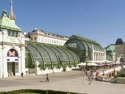 Palmenhaus (Palm House) in the Vienna Hofburg Palace Burggarten Stock Footage