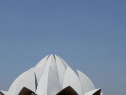 WS TD Crowds outside of Lotus Temple / New Delhi, India Stock Footage
