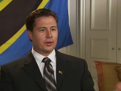 INTERVIEW: Doug Pitt on world class game parks, diving and beaches and the great migration in Tanzania and the beautiful people of Tanzania Stock Footage