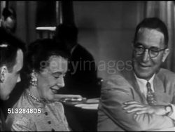 1952: KEFAUVER CAMPAIGN HEADQUARTERS PRESS ROOM: TIME-LIFE correspondent Hank Luce SOT, asking Nancy which speech she thought best, she saying just filling in, Senator Estes Kefauver saying good job, she joking he never heard, both laughing. Instructional Video