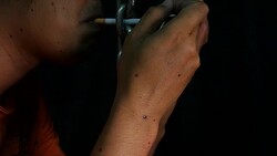 cigarette smoking isolated Stock Footage