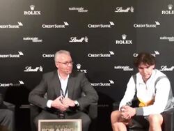 Rafael Nadal Interview. Match for Africa. Zurich Stock Footage