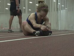Judi Windsor trains for Boston Marathon Stock Footage