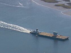 MS AERIAL ZO Shot of Barge on River Stono / South Carolina, United States Stock Footage