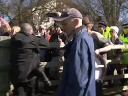 Fracking Protesters Walking Along With Police News Clip