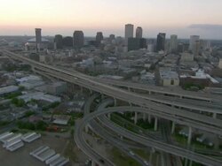 AERIAL WS View of City at sun set / New Orleans, Louisiana, United States Stock Footage