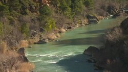 Mallos de Riglos, Huesca, Spain. River detail 2 Stock Footage