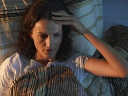 HD CRANE: Woman Having Insomnia Stock Footage