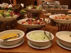 Fruit and dessert decorate for wedding party, dolly shot Stock Footage