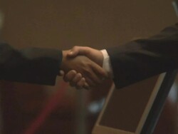 Businesspeople shaking hands, Cape Town South Africa Stock Footage