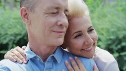 Romantic middle age couple in City Stock Footage