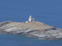 WS AERIAL View of light tower on small island / Attica, Greece Stock Footage