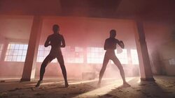 Sexy girls dancing with pink smoke bomb Stock Footage