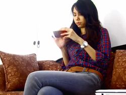 asian women use smartphone Stock Footage
