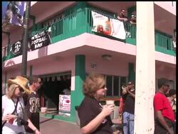 A day before the Super Bowl fans of the Indianapolis Colts and New Orleans Saints partied together in Miami. News Clip