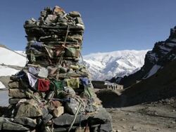 Prayer Flags on a Mountain Summit, Nepal Stock Footage