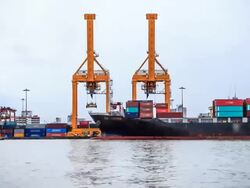 Arrival Shipping Container Shipyard TIME LAPSE Stock Footage
