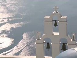  MS ZO Church at Firostefani / Santorini, Cyclades Islands, Greece Stock Footage