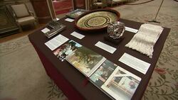 Mexican president begins UK state visit - Royal Collection of Mexican Items and Queen with guests at reception News Clip