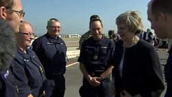 UK Prime Minister Theresa May on HMS Ocean during Bahrain visit News Clip