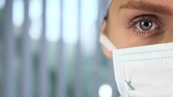 Female surgeon cross section face Stock Footage