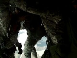 Time lapsed, footage from inside a CH-47 Chinook helicopter in flight. Stock Footage