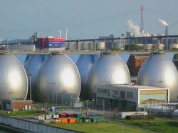 MS Side POV Shot of Purification plant at harbour / Hamburg, Germany Stock Footage