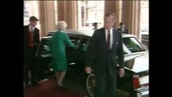 George H W Bush at Buckingham Palace, 1989 News Clip