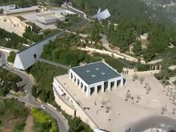 Footage of a monument in Yad Vashem museum in the new city of Jerusalem, Israel Stock Footage