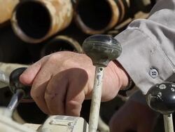 Farmers Hire Drilling Crew To Search For Water To Irrigate Crops Stock Footage