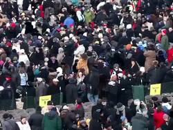 January 20, 2009 People arriving and finding seats at the inauguration of President Barack Obama/ Washington DC/ AUDIO Stock Footage