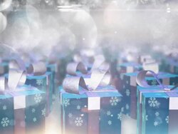Rotating christmas presents (silver, blue) - Loop Stock Footage