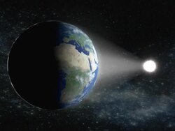 Earths orbit around the Sun, showing the tilt of its rotational axis from the axis perpendicular to the orbital plane. Stock Footage
