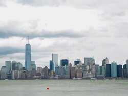 HD Time-lapse: New York City Cityscape from Liberty Island Stock Footage