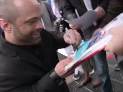 Sebastian Saraceno greets fans at Mirror Mirror Af Stock Footage