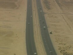 CU AERIAL ZO Shot of traffic moving on highway / Qatar Stock Footage