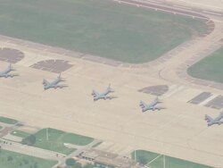 WS AERIAL View of Altus Air force Base / Oklahoma, United States Stock Footage