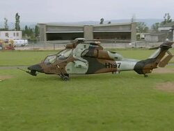 MS AERIAL Shot of Tiger Helicopter at Valence / Rhone Alpes, France Stock Footage