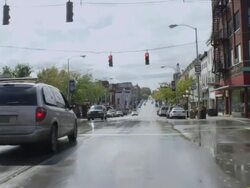 MS POV Shot of car driving through small town / Winchester, Kentucky, United States Stock Footage