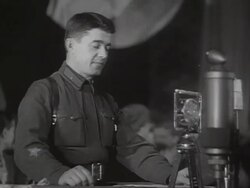  MS Politician at microphone giving speech about Soviet Ukraine AUDIO / Ukraine Stock Footage