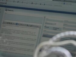 Computer screen on Donbass News in Donetsk Ukraine Stock Footage