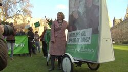 The Green Party Hold Demonstration In Westminster RE Televised Debates News Clip