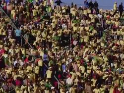 WS View of South African fans during soccer match / Johannesburg, Gauteng, South Africa Stock Footage
