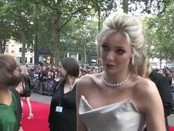 INTERVIEW: Tamsin Egerton on working with Kevin Smit at the 4321 World Premiere, London UK at London England. (Footage by WireImage Video/GettyImages) Stock Footage