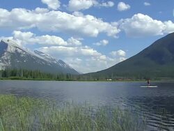 WS View of Vermillion Lakes with Mount Rundle / Banff Nationalpark, Alberta, Canada Stock Footage